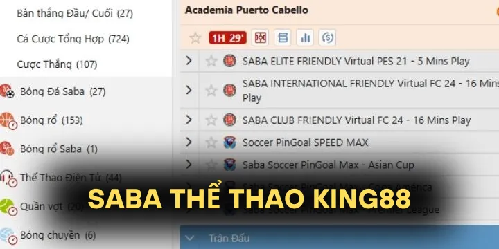 Saba thể thao King88 - Nơi hội tụ những trận đấu đỉnh cao